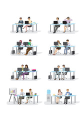 Business People, Different Situation Set - Isolated On White Background - Vector Illustration, Graphic Design Editable For Your Design