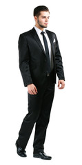 Elegant man in suit isolated on white