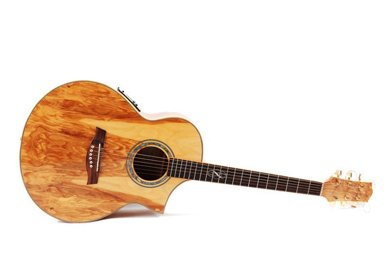 Acoustic guitar isolated on white