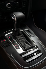 New car automatic transmission. Interior detail.