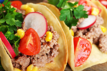 Mexican food Taco, closeup