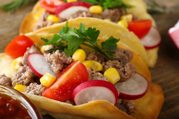 Mexican food Taco, closeup