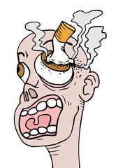 cigar in eye
