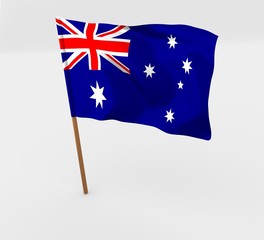 Australia flag in mast 3d illustration isolated over white 