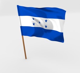 Honduras flag in mast 3d illustration isolated over white 