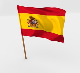 Fototapeta premium Spain flag in mast 3d illustration isolated over white 