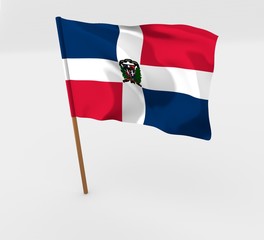 Dominican Republic flag in mast 3d illustration isolated 