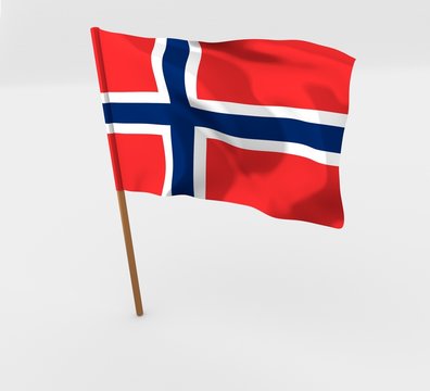 Norway flag in mast 3d illustration isolated over white 