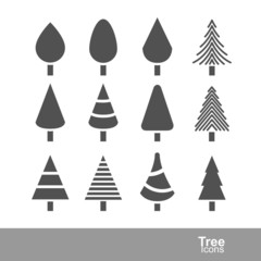 pine christmas Tree silhouette icons set vector illustration