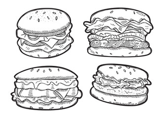 Set of burger doodle
