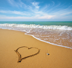Heart on beach.