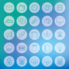 set of line icon with blur background