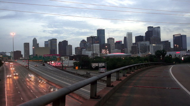 Rush Hour Houston Texas Big City Downtown Metropolis