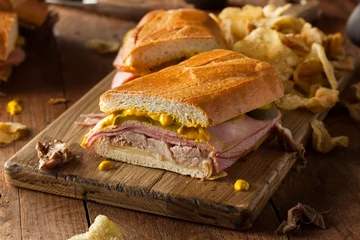 Abwaschbare Fototapete Homemade Traditional Cuban Sandwiches © Brent Hofacker