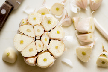 Cut clove garlic