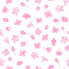  flowers hand drawn in pencil seamless pattern