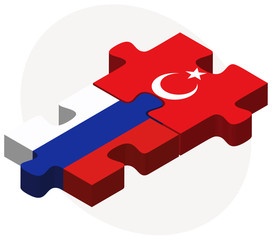 Russian Federation and Turkey Flags in puzzle