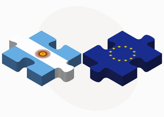 Argentina and European Union Flags in puzzle