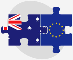 Australia and European Union Flags in puzzle