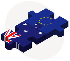 Australia and European Union Flags in puzzle