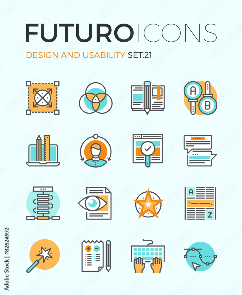 Poster design and usability futuro line icons