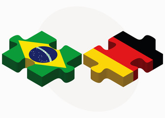 Brazil and Germany Flags in puzzle