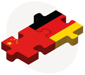 China and Germany Flags in puzzle