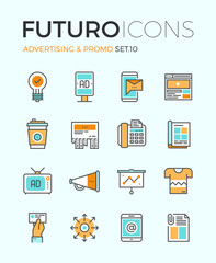Advertising futuro line icons