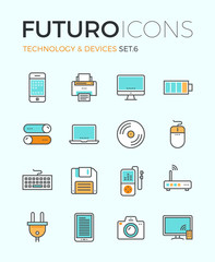 Technology devices futuro line icons