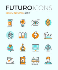 Heavy industry futuro line icons