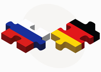 Russian Federation and Germany Flags in puzzle