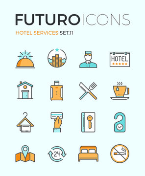 Hotel services futuro line icons
