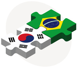 South Korea and Brazil Flags in puzzle