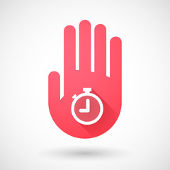 Red hand icon with a timer
