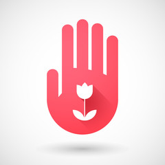 Obraz premium Red hand icon with a tulip