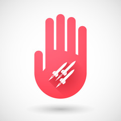 Red hand icon with missiles