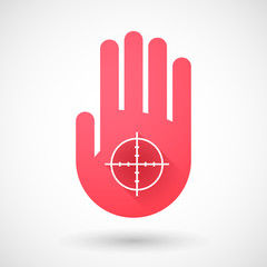 Red hand icon with a crosshair