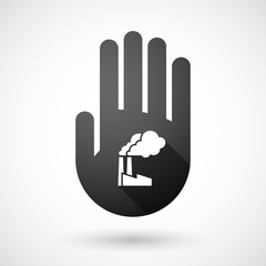 Black hand icon with a factory