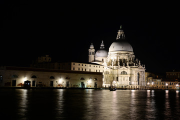 Fototapeta na wymiar Basilica Santa Maria della Salute, Venice, Italy at night