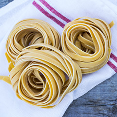 Fresh Homemade Pasta on the wooden table.