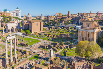 Fototapeta na wymiar The Roman Forum in Rome, Italy