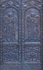 Metal door of Church - Angels