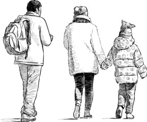 Fototapeta na wymiar strolling family