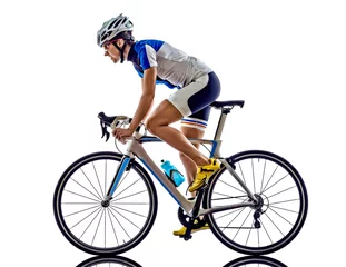 Fotobehang vrouw triatlon ironman atleet wielrenner fietsen © snaptitude