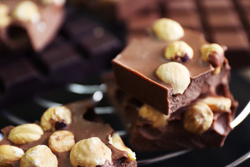 Obraz na płótnie Canvas Set of chocolate with nuts, closeup