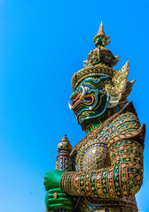 Giant Guard Statue at Wat pra Kaew Bangkok Thailand