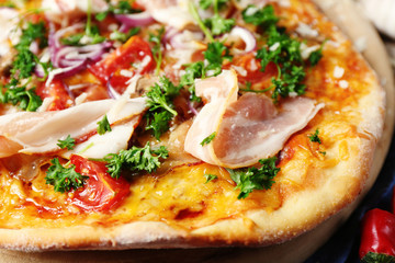 Tasty pizza close up