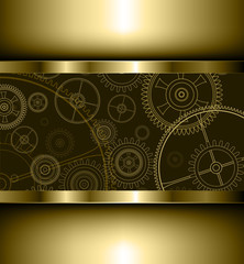 Background with technology gears golden