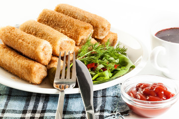 Croquettes with meat and beetroot soup
