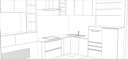 vector design process in wire-frame Illustration created of 3d
